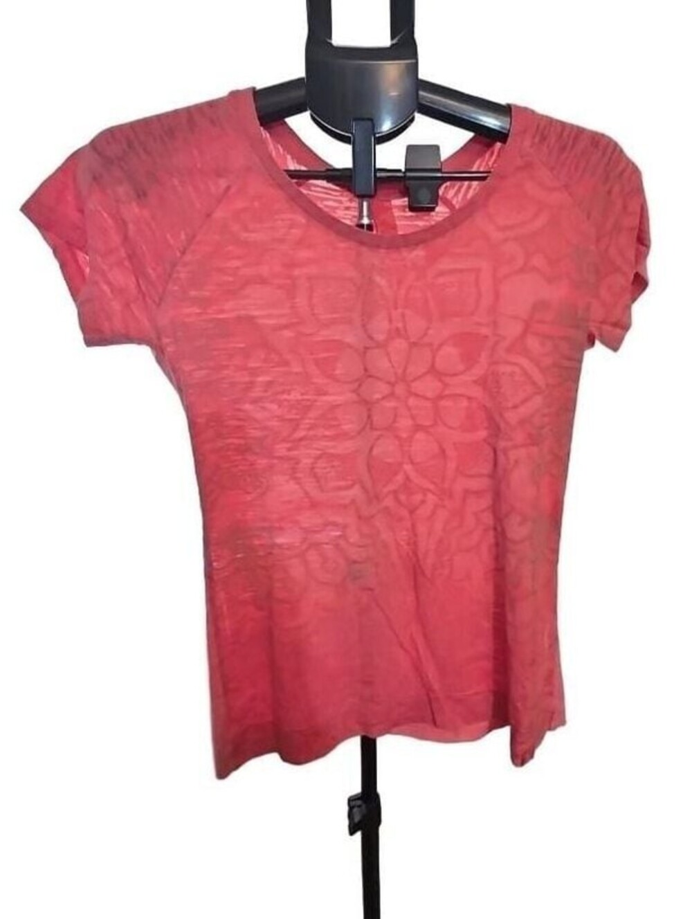 prAna Women's Coral Pink Burnout Short Sleeve T-Shirt Size L